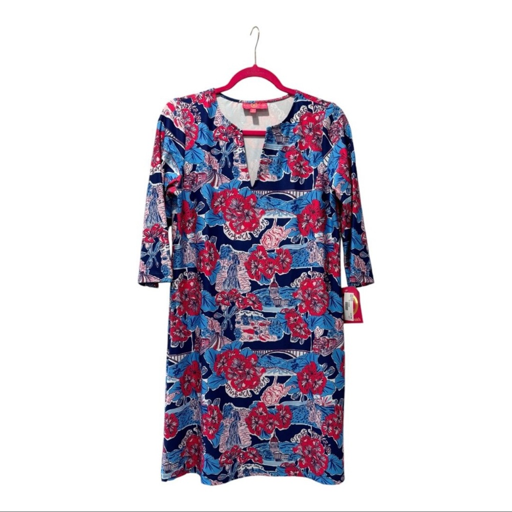 NWT Kaeli Smith West Virginia Floral Print Dress with 3/4 Sleeves